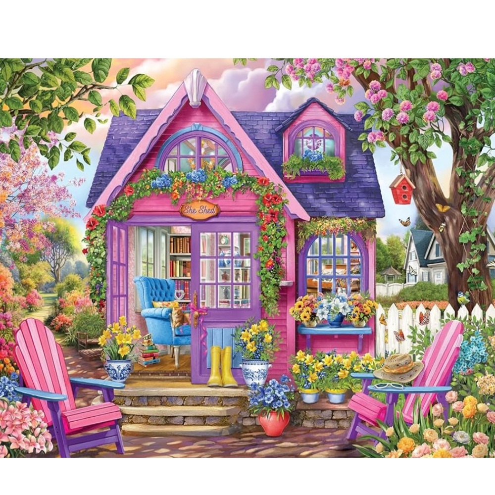 Ceaco - Chris Bigelow - She Shed - 500 Larger Sized Piece Jigsaw Puzzle used